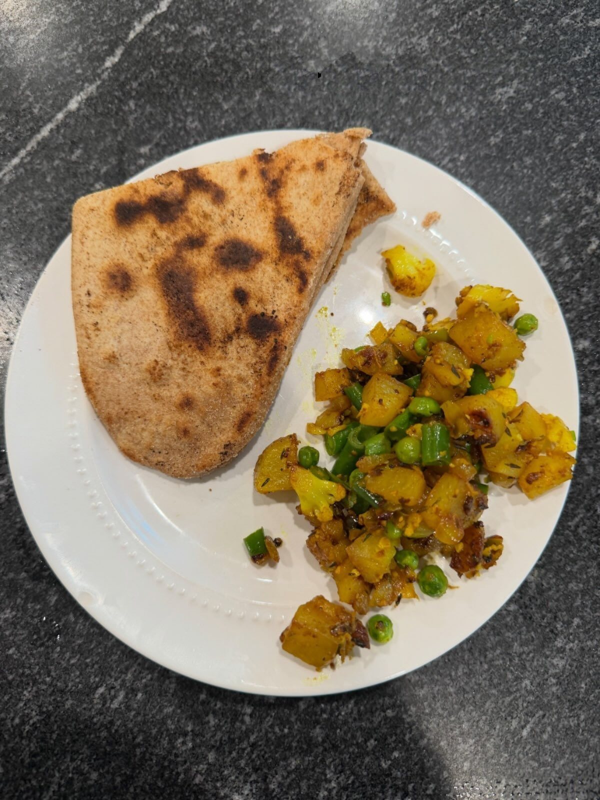 Paratha with mixed vegetable bhaji from Bangladesh