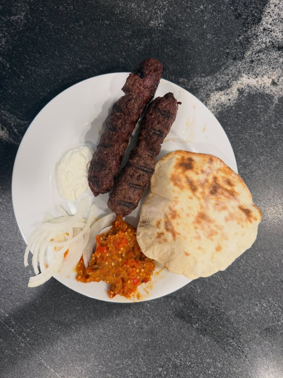 Ćevapi with somun and ajvar from Bosnia and Herzegovina
